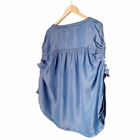NWT Free People We The Free Summer Love Top Flowy Indigo Blue Tie Sleeve Size XS - Picture 7 of 15